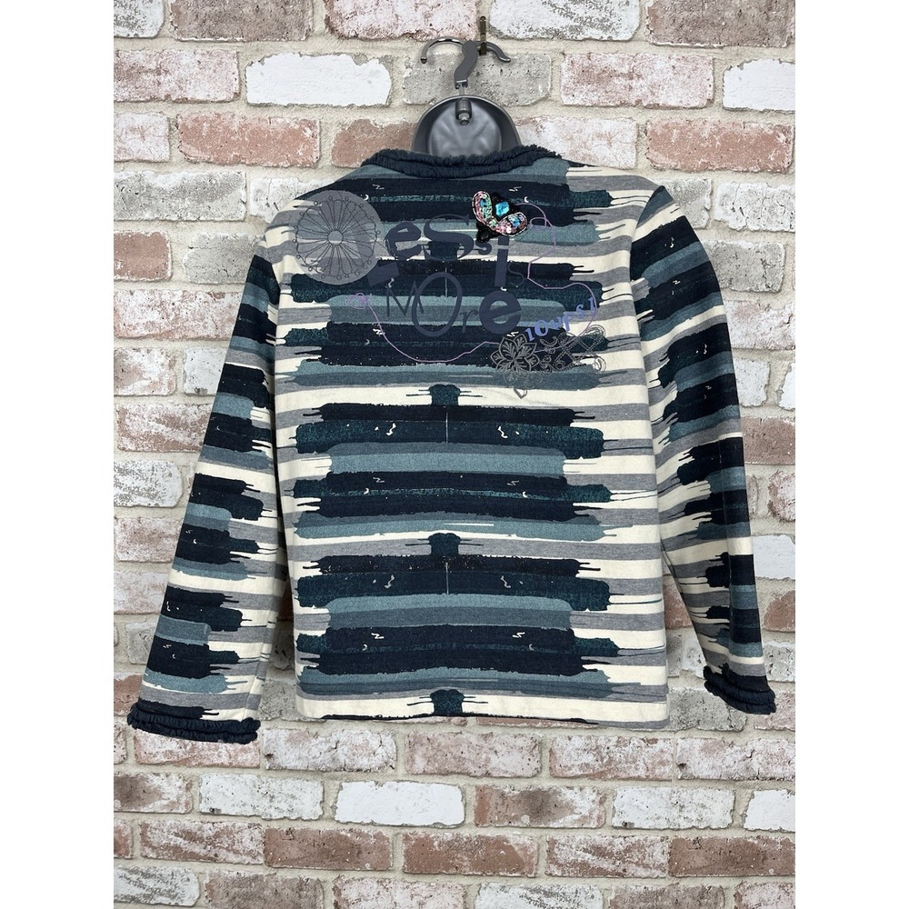 Desigual Women's Jacket Blue/White Cotton Hook&Eye Closure Size L - Picture 6 of 12